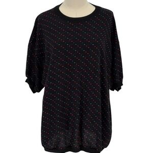 Unbranded Vintage Crew Neck Top w/ Green, Pink, & Orange Dot Design Est Size 1X